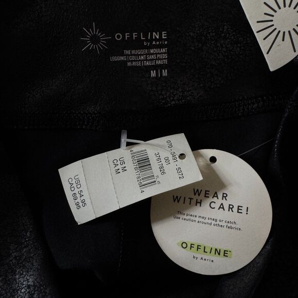 New Aerie The Hugger Crossover Faux Leather High Rise Leggings Women's Medium - Picture 5 of 9